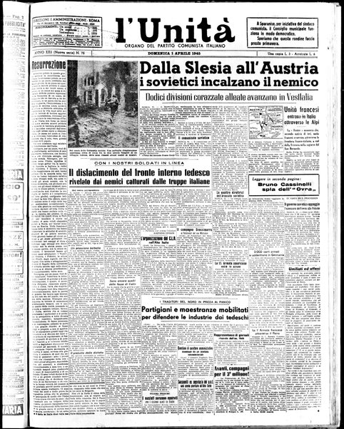 L'Unità : organo centrale del Partito comunista italiano